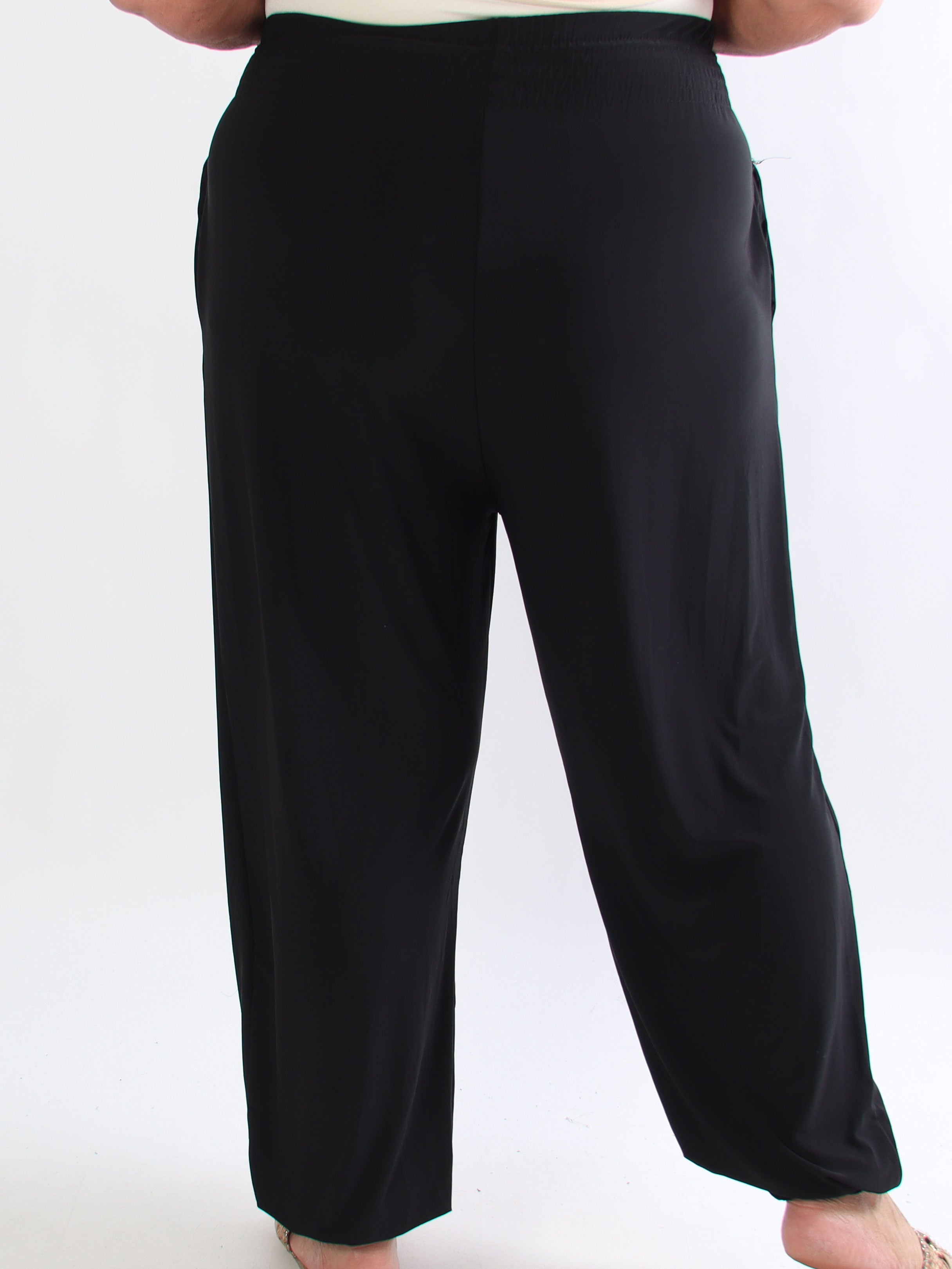 Pams Plain Harem Pants - Elastiske plus size bukser med smock i taljen